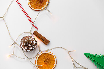 Image showing frame of garland lights and christmas decorations