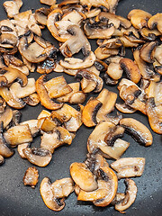 Image showing Fried mushrooms in pan
