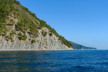 Image showing View of the coast from the sea