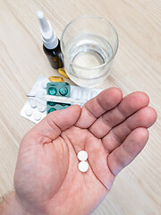 Image showing Hand holding pills