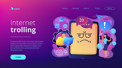 Image showing Internet trolling concept landing page.