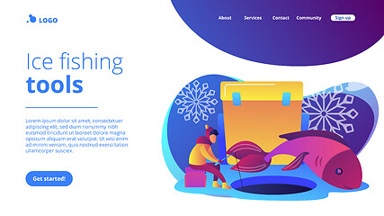 Image showing Ice fishing concept landing page.