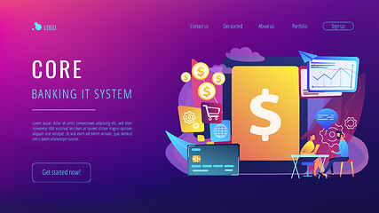 Image showing Core banking IT system concept landing page.