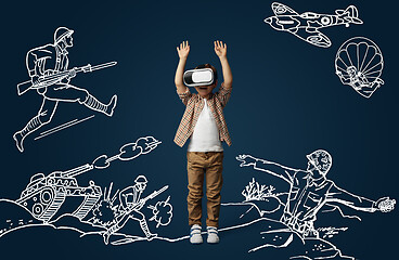 Image showing Child with virtual reality headset