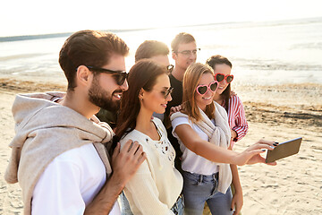 Image showing happy friends taking selfie in summer