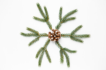 Image showing christmas ornament of fir branches and pine cone