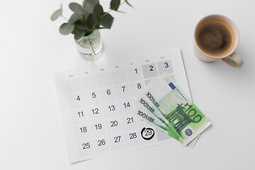 Image showing black friday date on calendar, money and coffee