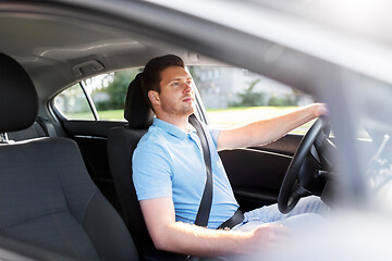 Image showing man or driver driving car in summer