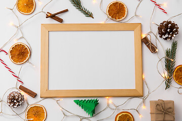 Image showing white board, garland and christmas decorations