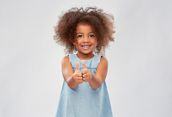 Image showing little african american girl showing thumbs up