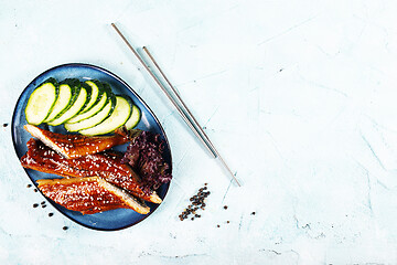 Image showing Fried unagi eel