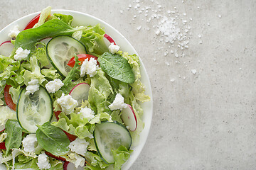 Image showing Salad fresh cheese curd	