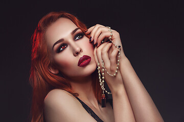 Image showing Beautiful vampire young woman