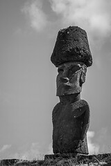 Image showing Moais statues site ahu Nao Nao on anakena beach, easter island. 