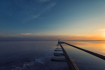 Image showing Beauty sunset on salty lake