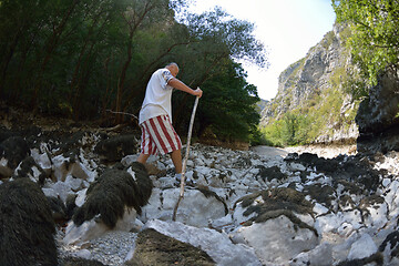 Image showing senoir male hiker