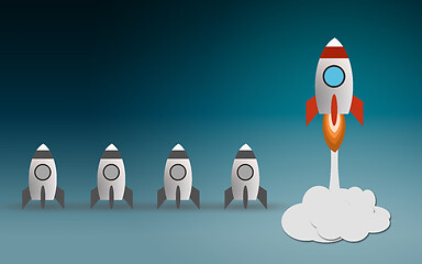 Image showing Startup project concept with rocket launch