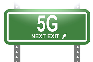 Image showing 5G word with green sign board isolated 