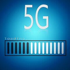Image showing 5G word with blue loading bar 