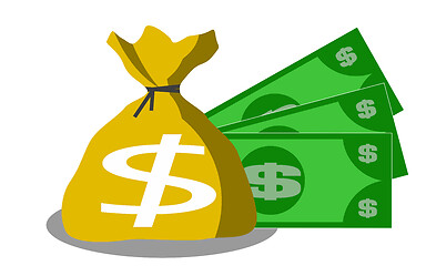 Image showing Money bag with bills dollars
