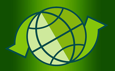 Image showing Green globe and arrow aside