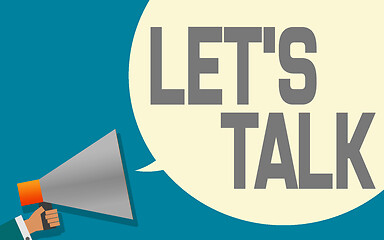 Image showing Megaphone with lets talk speech bubble