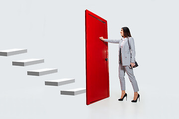 Image showing Career ladder closed for young woman