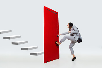 Image showing Career ladder closed for young woman