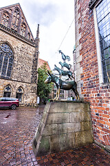 Image showing Famous statue of the four Bremen musicians