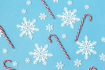 Image showing snowflakes and candy cane decorations