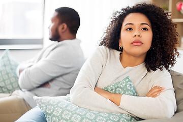 Image showing unhappy couple having argument at home