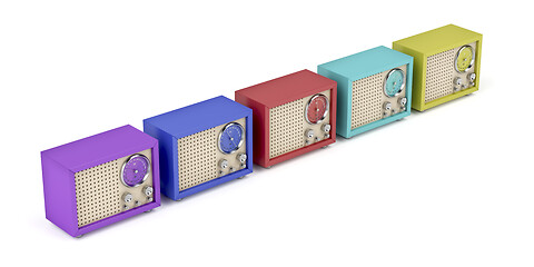 Image showing Retro radios with different colors