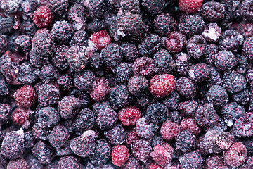 Image showing Frozen raspberries and blackberries