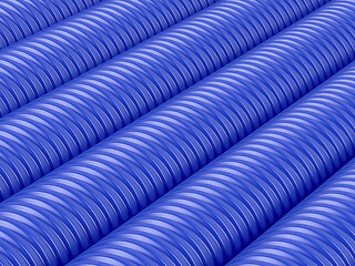 Image showing Blue corrugated pipes