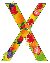 Image showing Decorative letter X fruit on white background is insulated