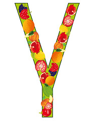 Image showing Decorative letter Y fruit on white background is insulated