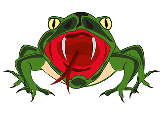 Image showing Cartoon amphibious frog on white background is insulated