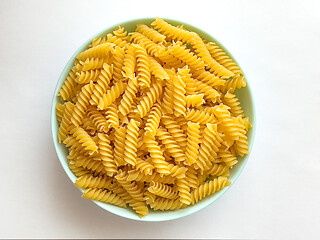 Image showing Raw pasta in bowl