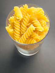 Image showing Raw pasta in glass