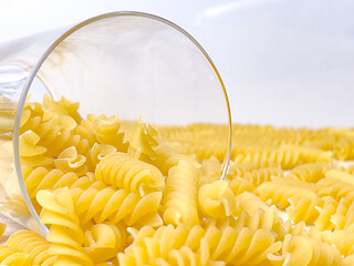 Image showing Raw pasta in glass