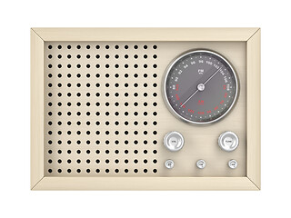 Image showing Wooden retro radio on white background