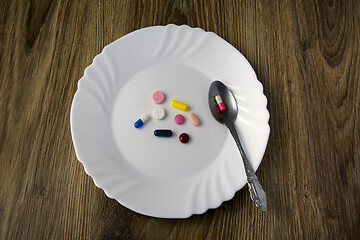 Image showing A bunch of pills on a plate