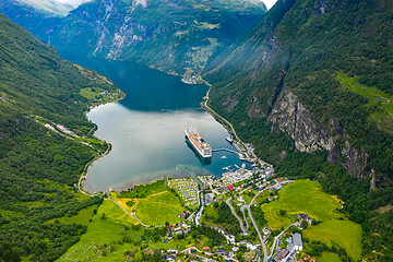 Image showing Geiranger fjord, Beautiful Nature Norway.