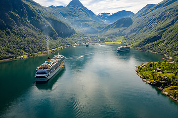 Image showing Geiranger fjord, Beautiful Nature Norway.