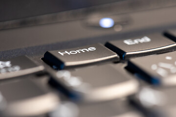 Image showing Macro shot of black keyboard focus on home key