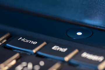 Image showing Macro shot of black keyboard focus on home key