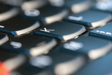 Image showing Macro shot of black keyboard focus on K key