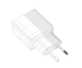 Image showing 3D wire-frame model of smartphone charger