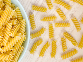 Image showing Raw pasta in bowl