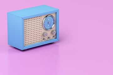 Image showing Retro radio on pink background